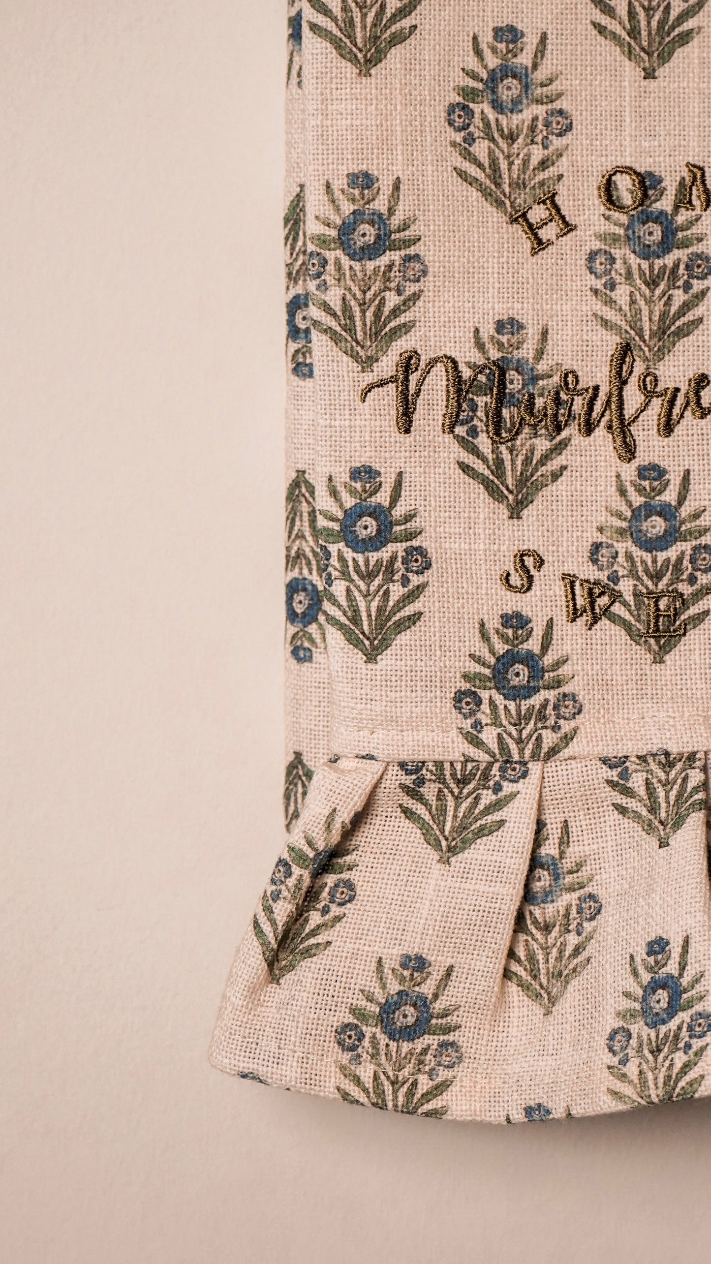 Blue Block Print Silhouette Tea Towel