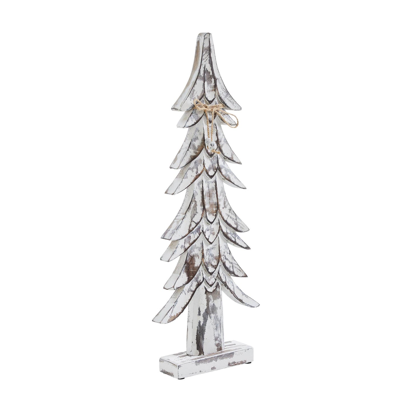 Timber Tidings Distressed White Wooden Tree 21x8.5x2