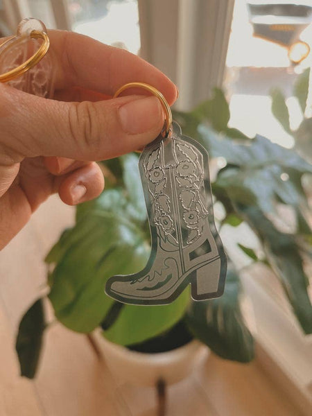 Gone West Keychain [Floral Boot in Midnight Black]