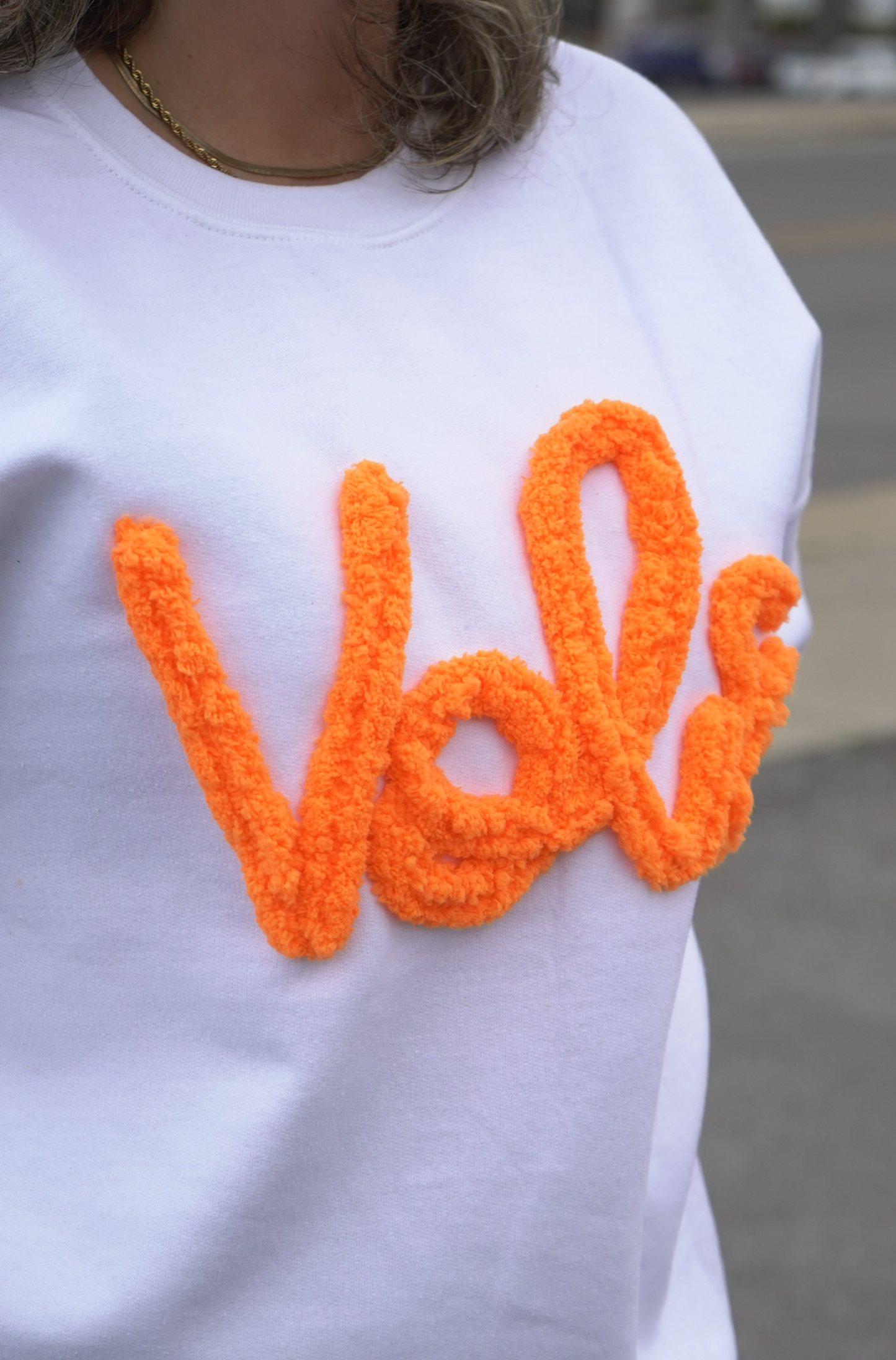 Vols Chenille Script Sweatshirt [White/Orange]