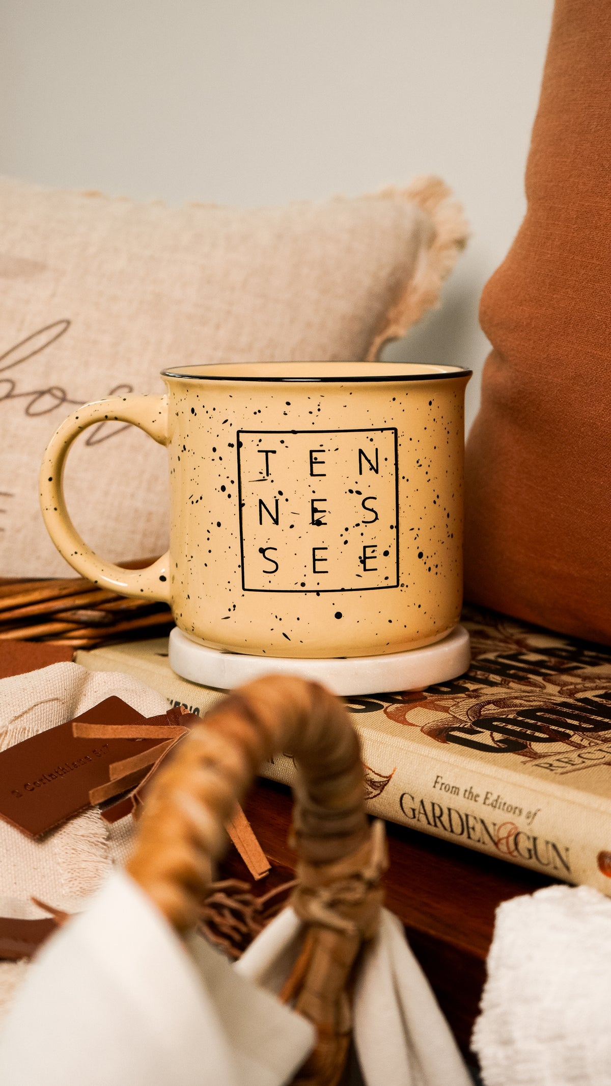 Tennessee Square© Campfire Mug | Speckled Ceramic Coffee Cup [Yellow]