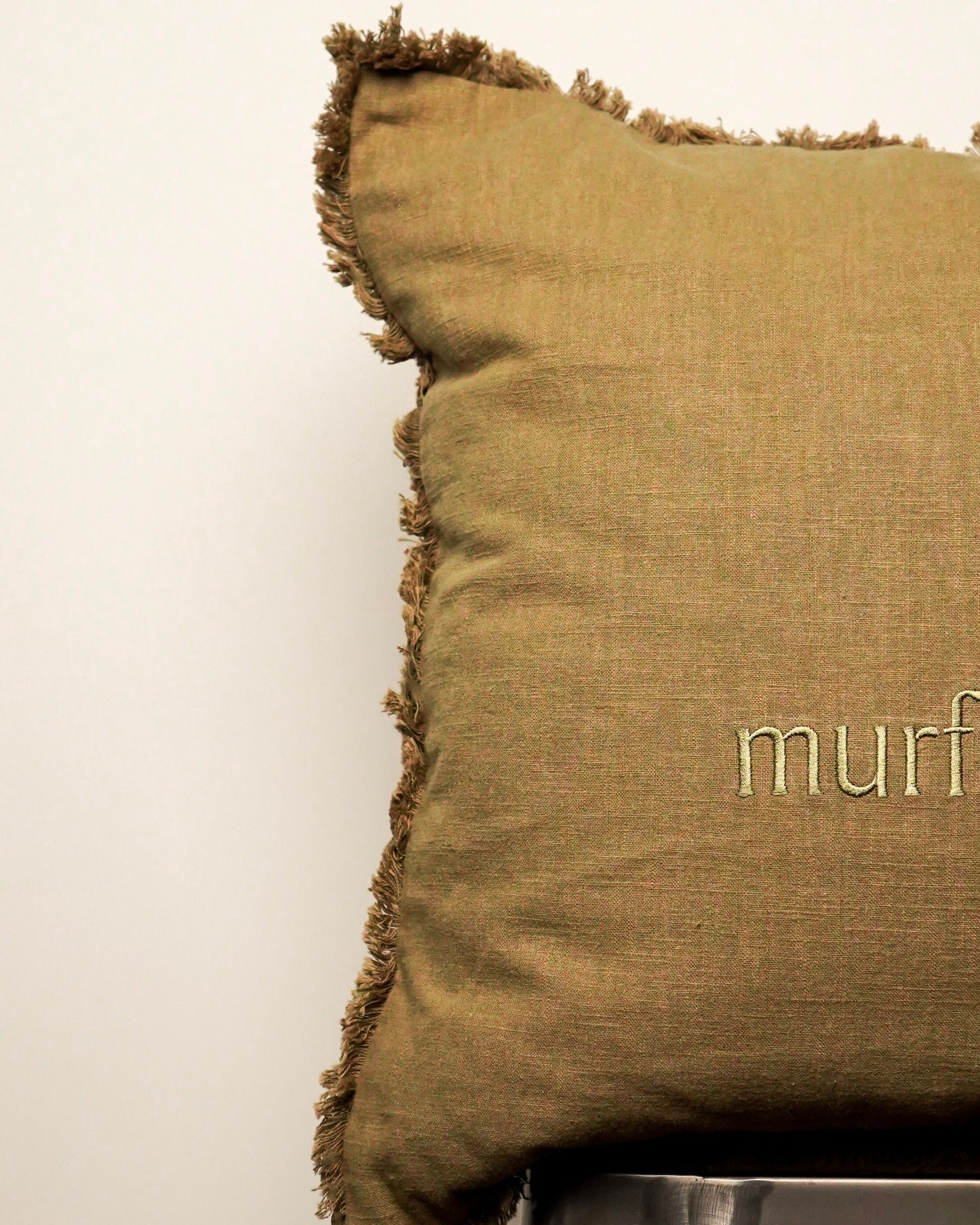 Tone on Tone Fringe Murfreesboro Pillow Large [Olive Green]