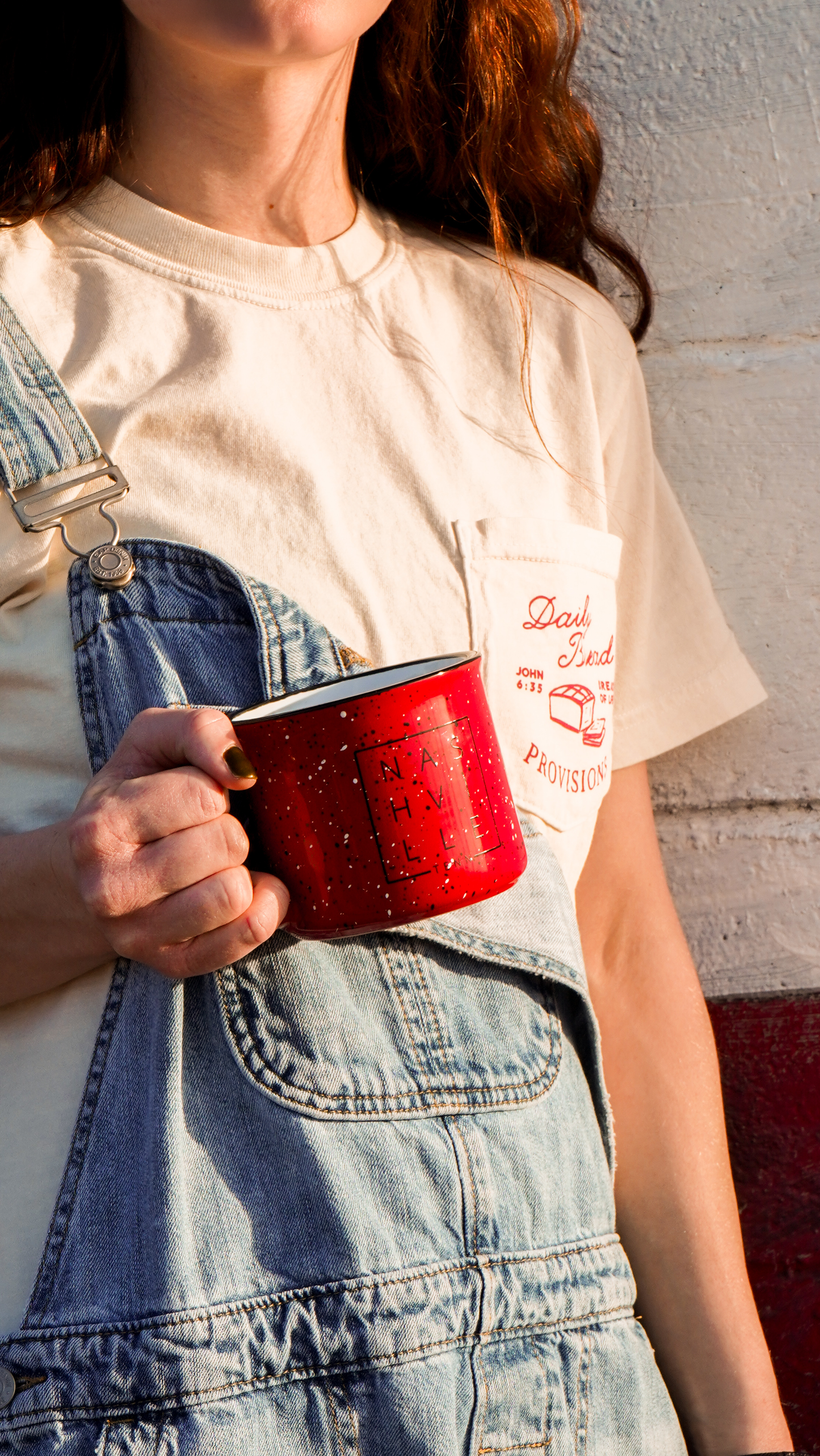 Nashville Square© Campfire Mug | Speckled Ceramic Coffee Cup [Red]