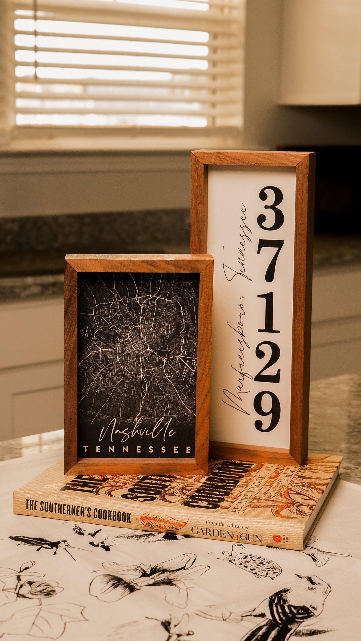 Nashville Coordinates Map Wood Sign [Black]