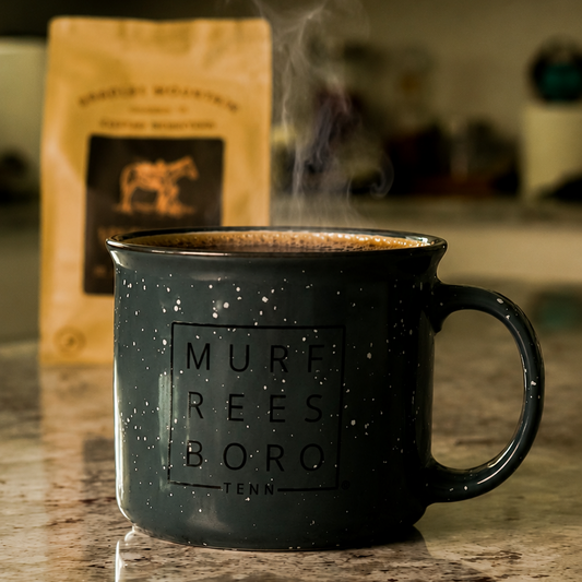Murfreesboro Square© Campfire Mug | Speckled Ceramic Coffee Cup [Charcoal]