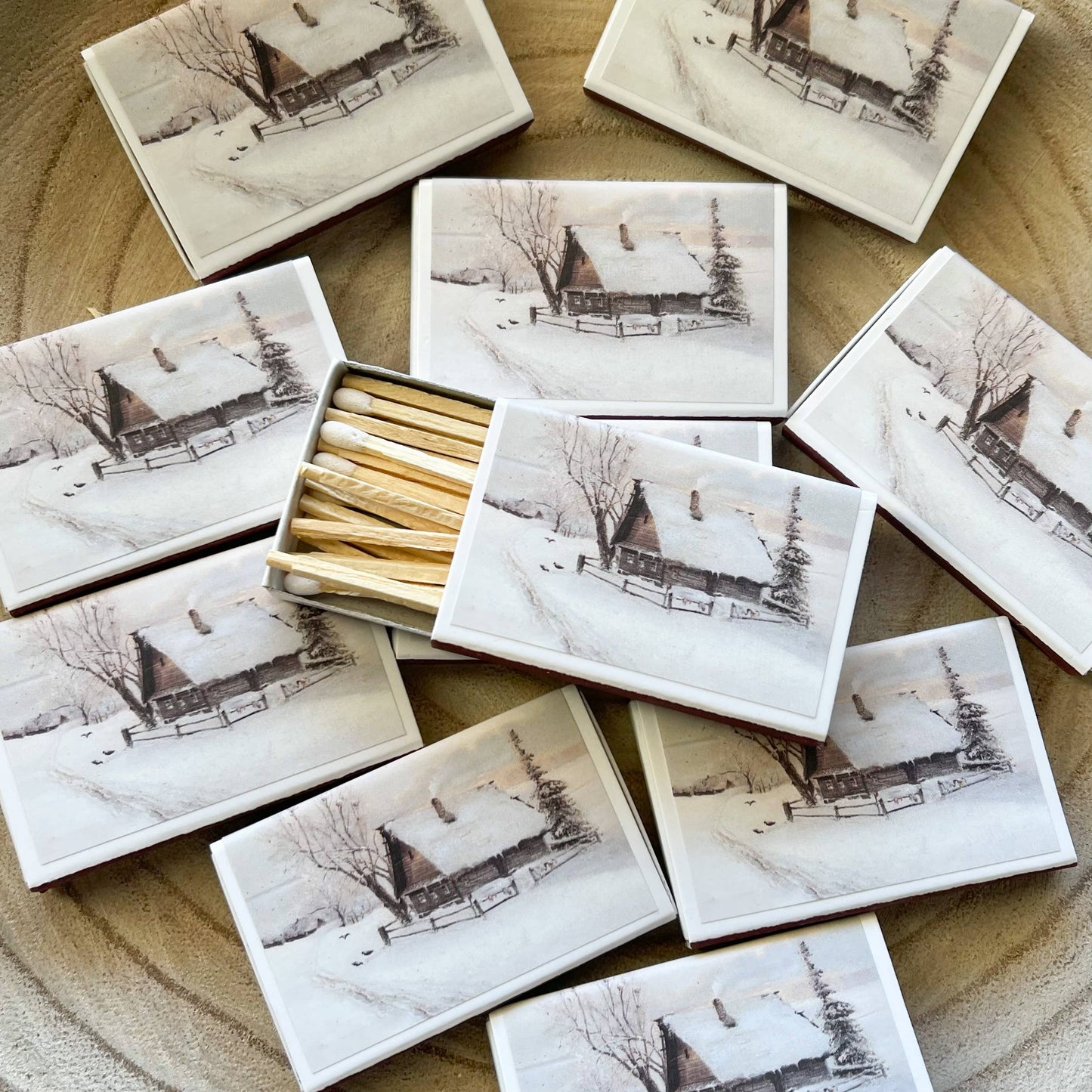 Winter Cabin Vintage Match Box