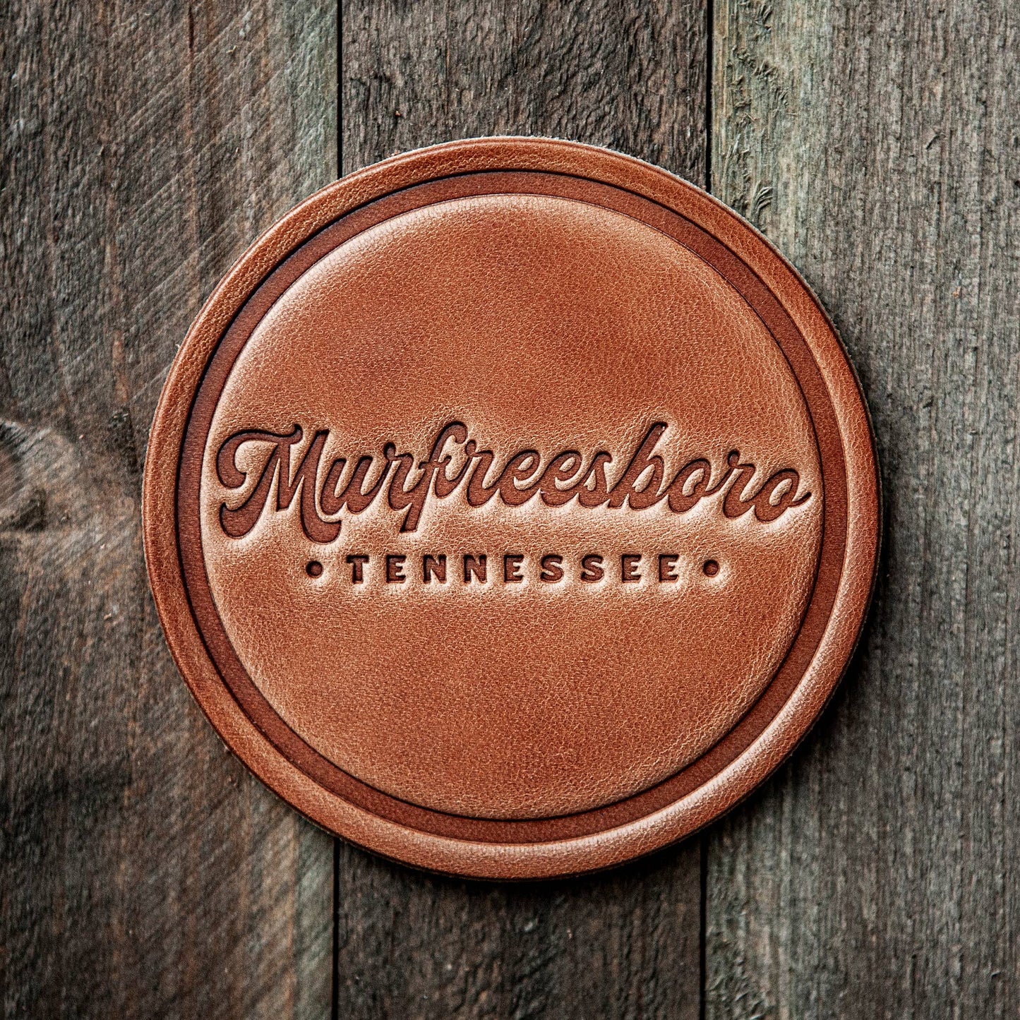 Murfreesboro Script Leather Coaster