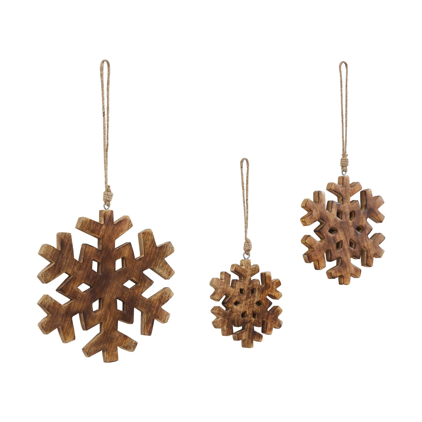 Distressed Dark Wooden Snowflake Ornament Set of 3 - 5.75/7.75/9.75 inch