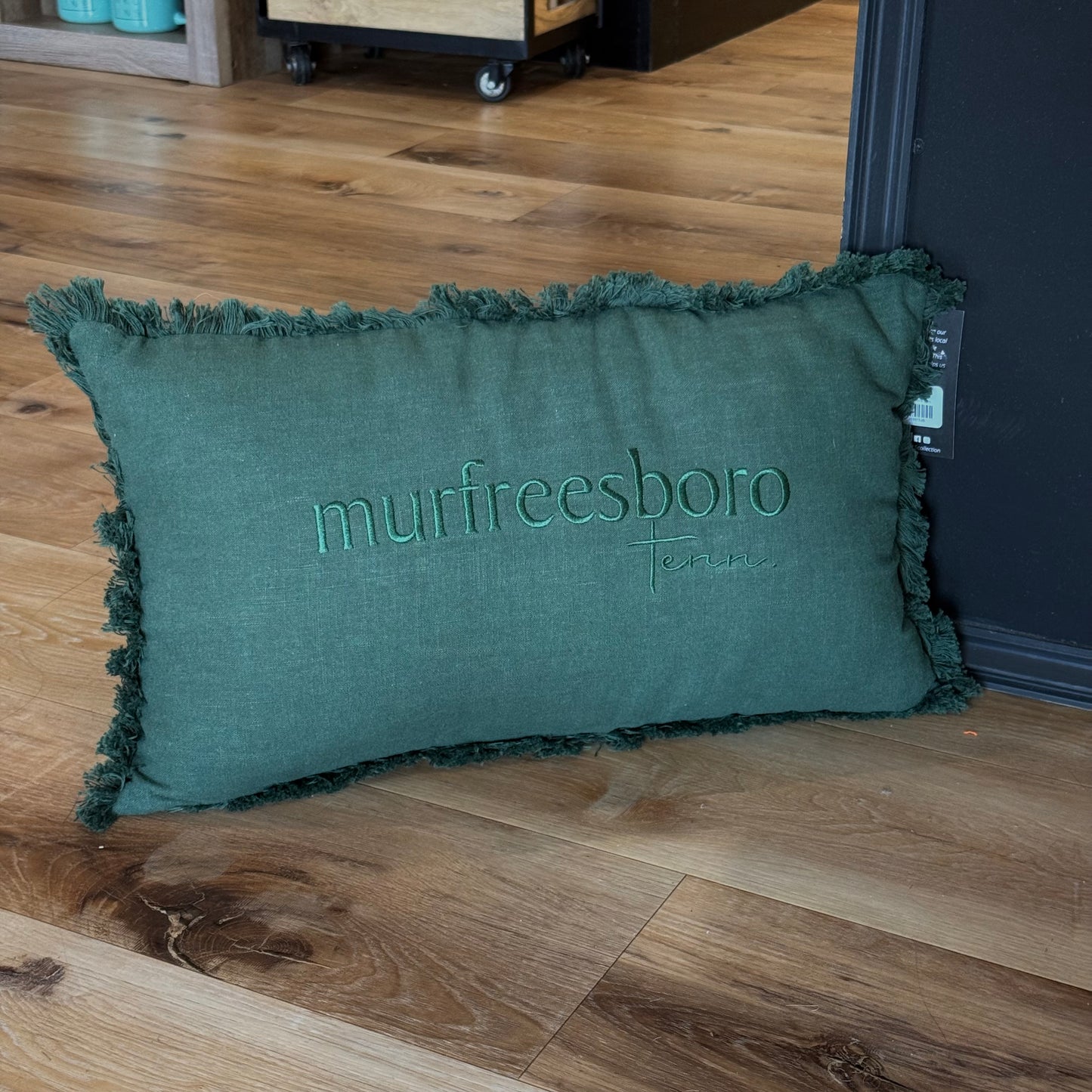 Tone on Tone Fringe Murfreesboro Pillow Small [Forest Green]