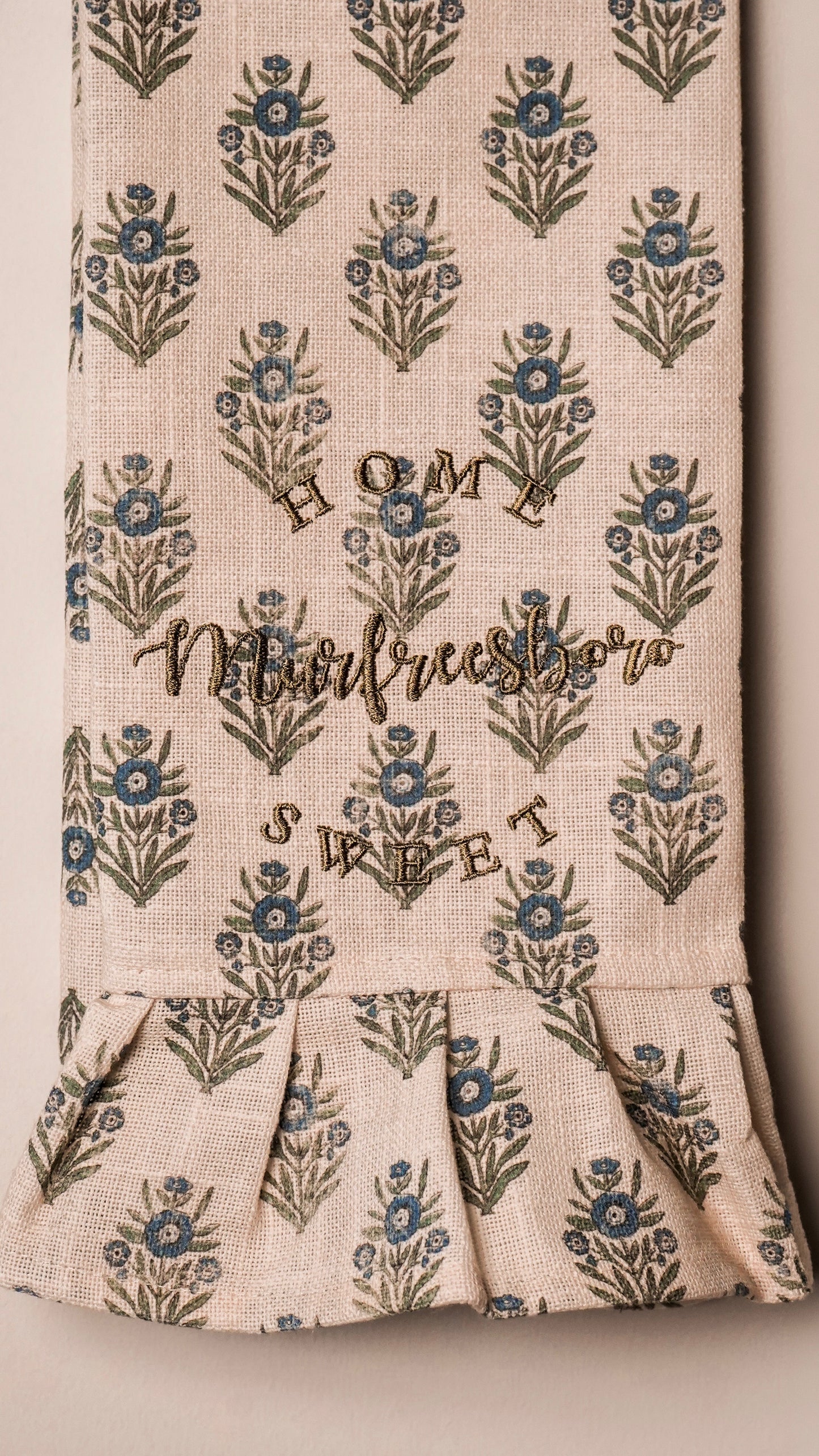 Blue Block Print Silhouette Tea Towel