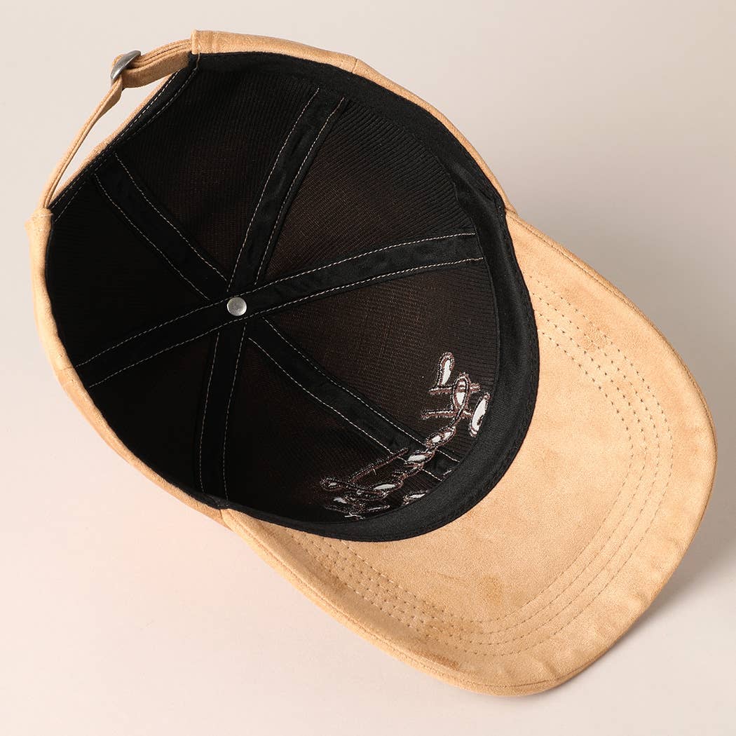 Howdy Darlin' Suede Baseball Cap [Beige]