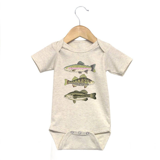 Three Fish Country Western Baby Onesie [Natural]