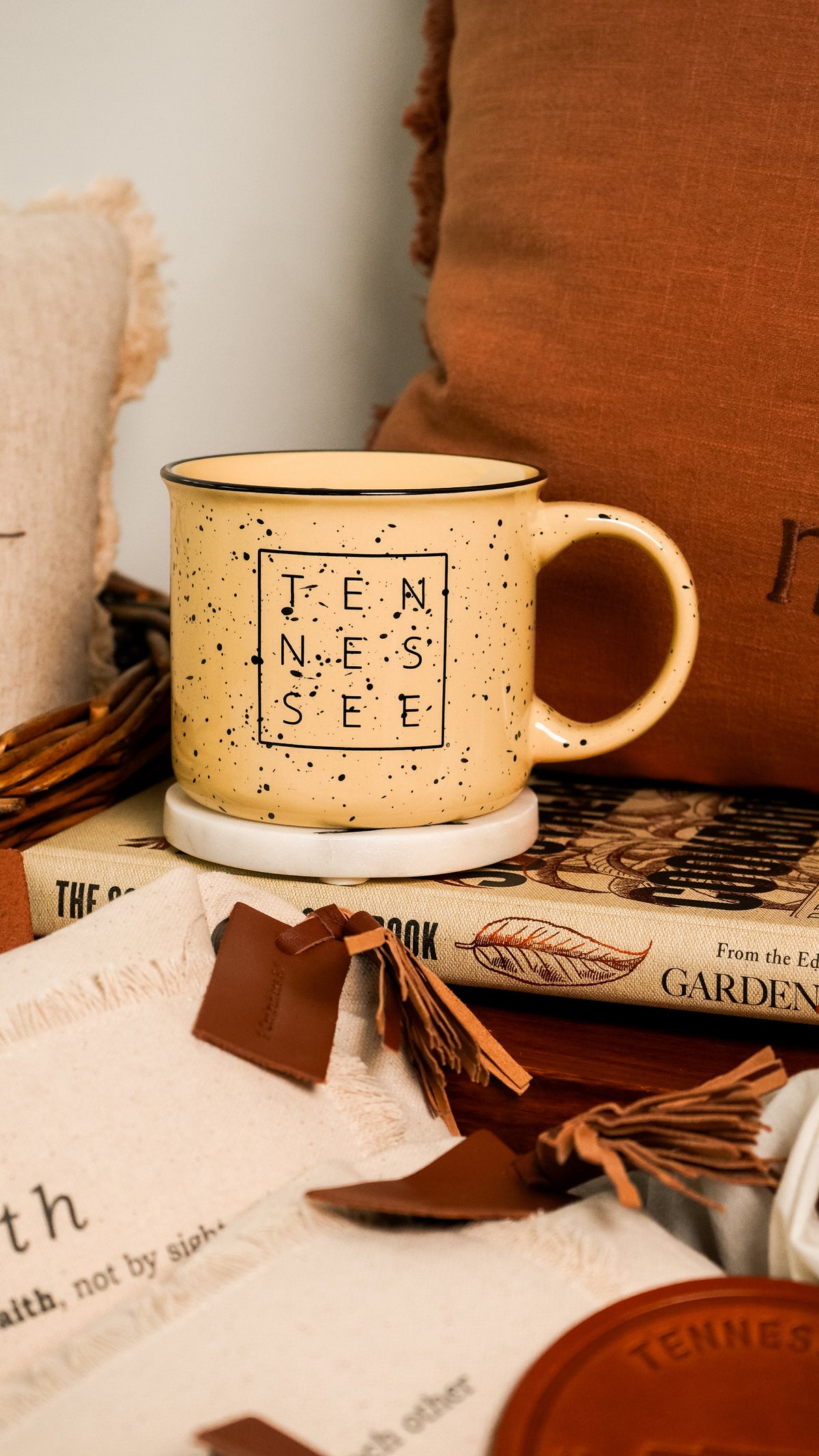 Tennessee Square© Campfire Mug | Speckled Ceramic Coffee Cup [Yellow]