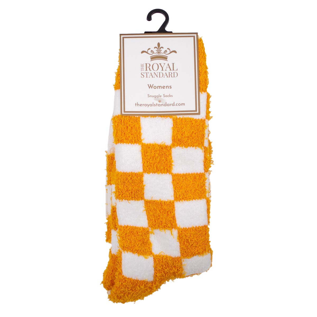 Orange Checkerboard Snuggle Socks