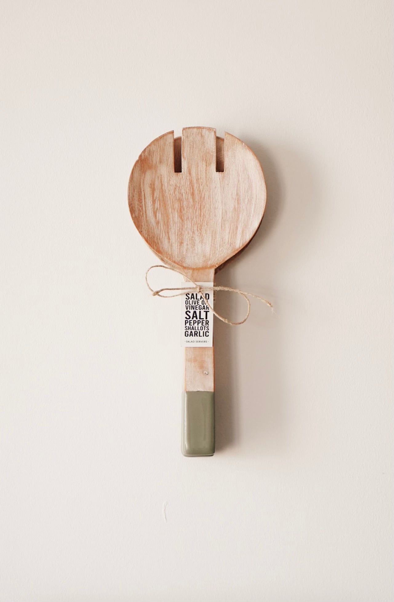 Acacia Wood Salad Servers| Natural Wood+ Green Handles (Set of 2)