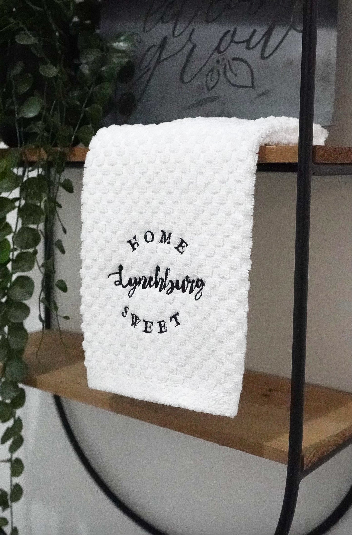 Home Sweet Lynchburg Waffle Tea Towel [White]