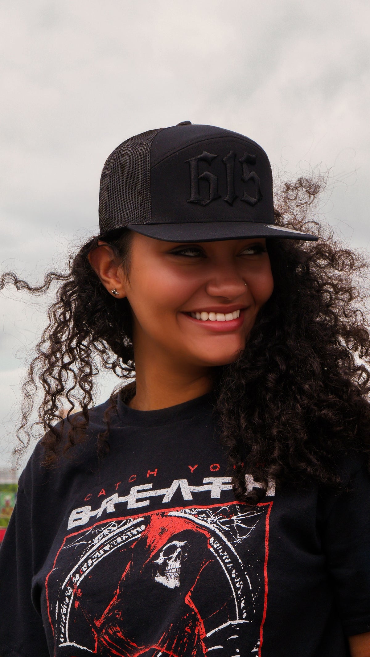 615 7-Panel Trucker Hat [Blackout] | Black Collection