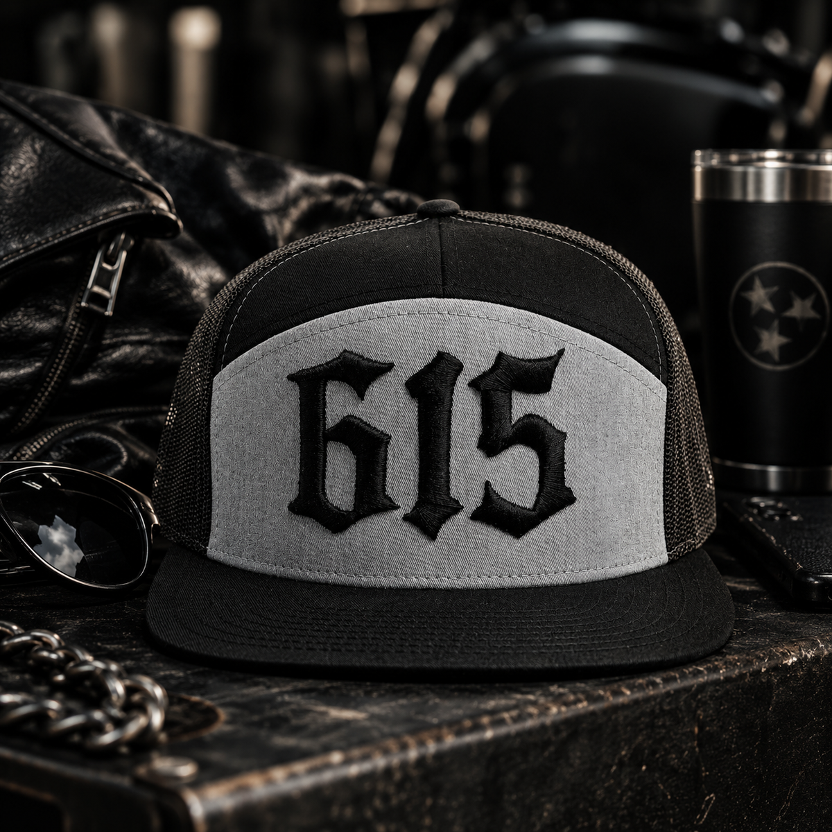 615 7 Panel Trucker Hat | Black Collection