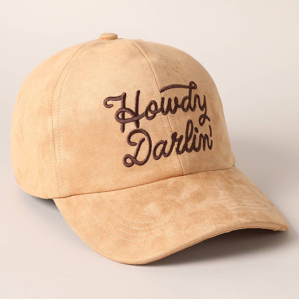 Howdy Darlin' Suede Baseball Cap [Beige]