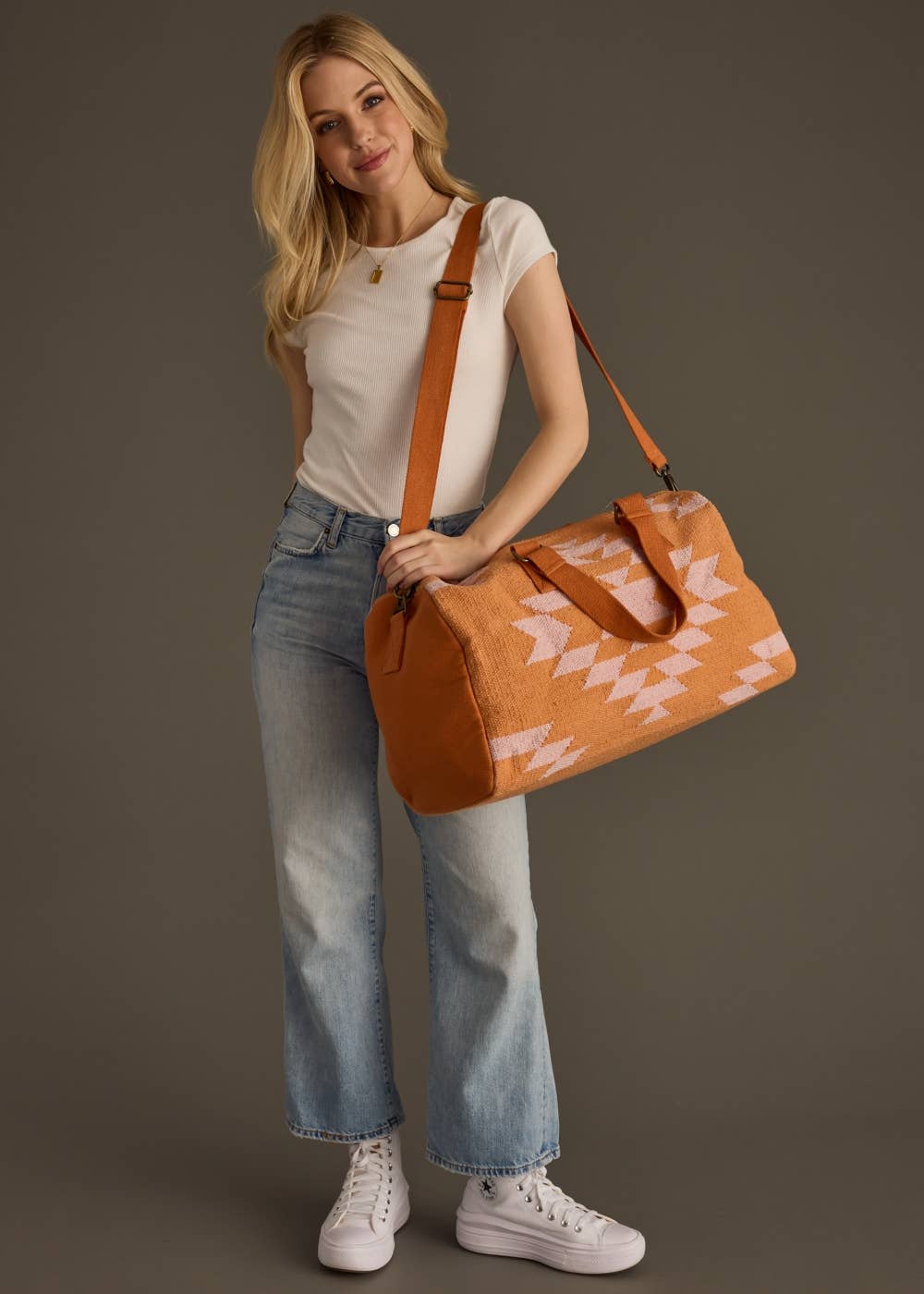Weekend Aztec Duffel [Orange & Lt. Pink]