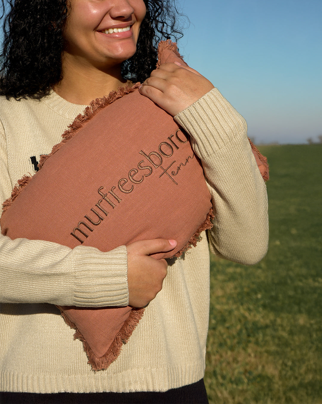 Tone on Tone Fringe Murfreesboro Pillow [Rust]