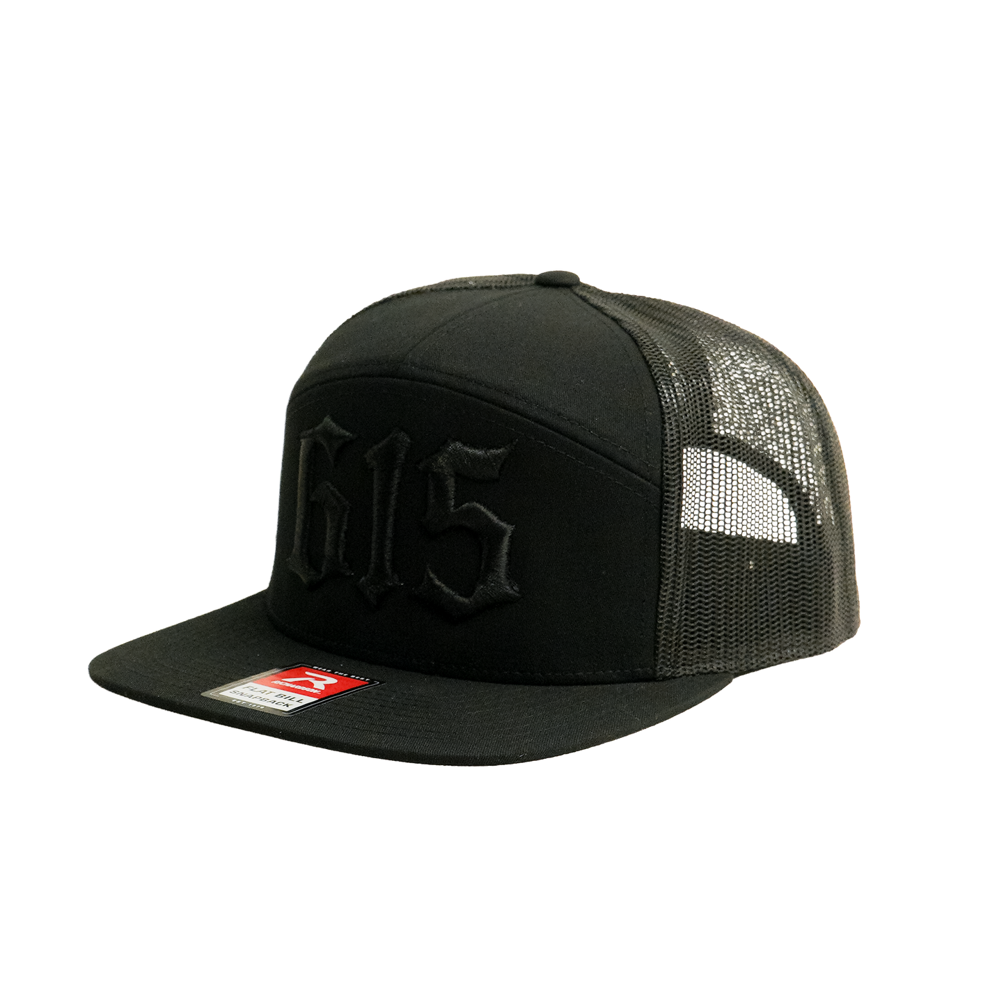 615 7 Panel Trucker Hat [Black w/ Black]