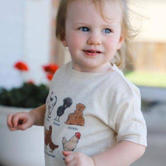 Chicken Breeds Country Western Toddler Tee [Natural]