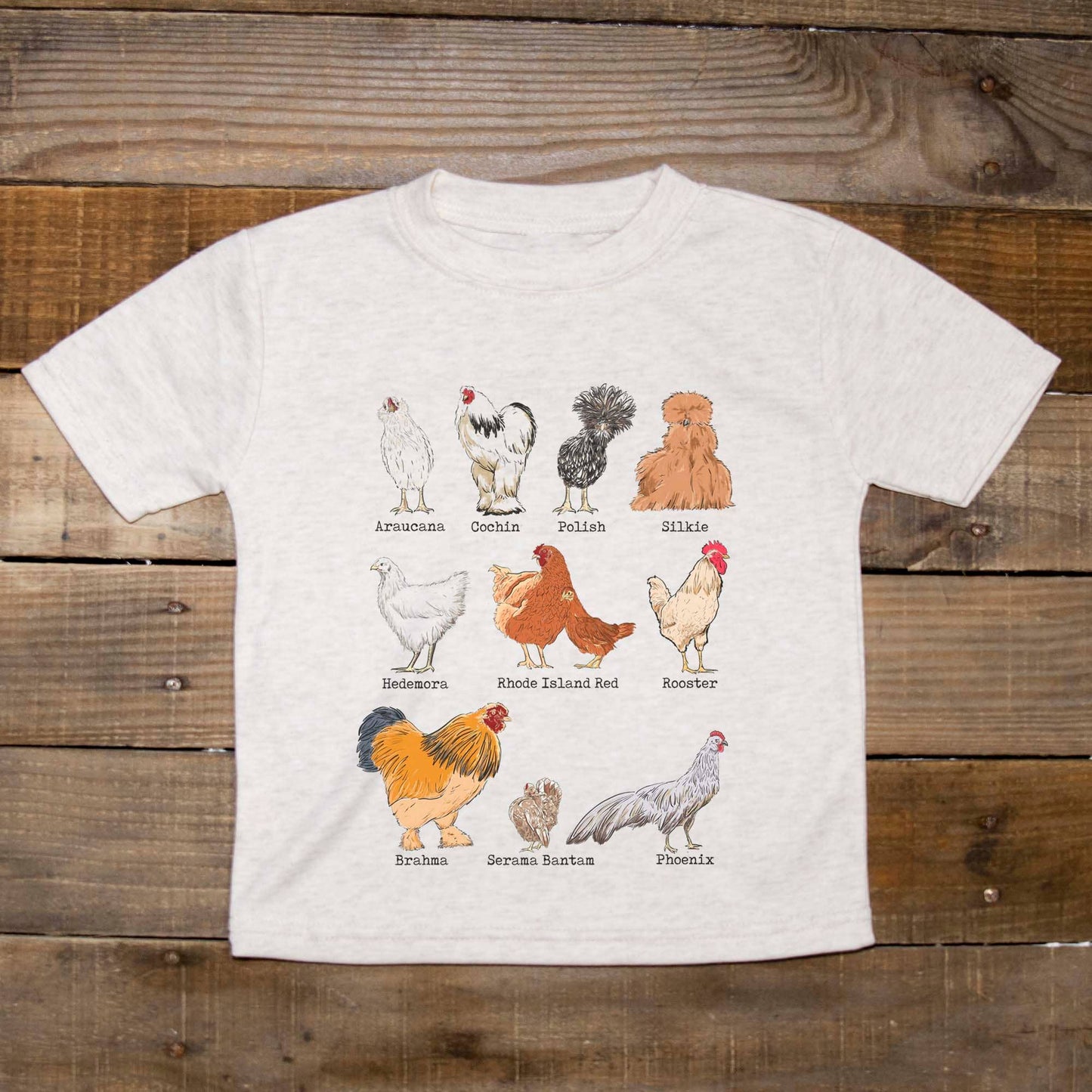 Chicken Breeds Country Western Toddler Tee [Natural]