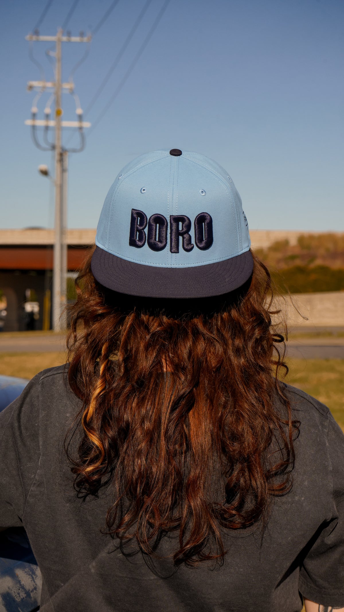 BORO Snapback Hat [Columbia Blue/Navy]