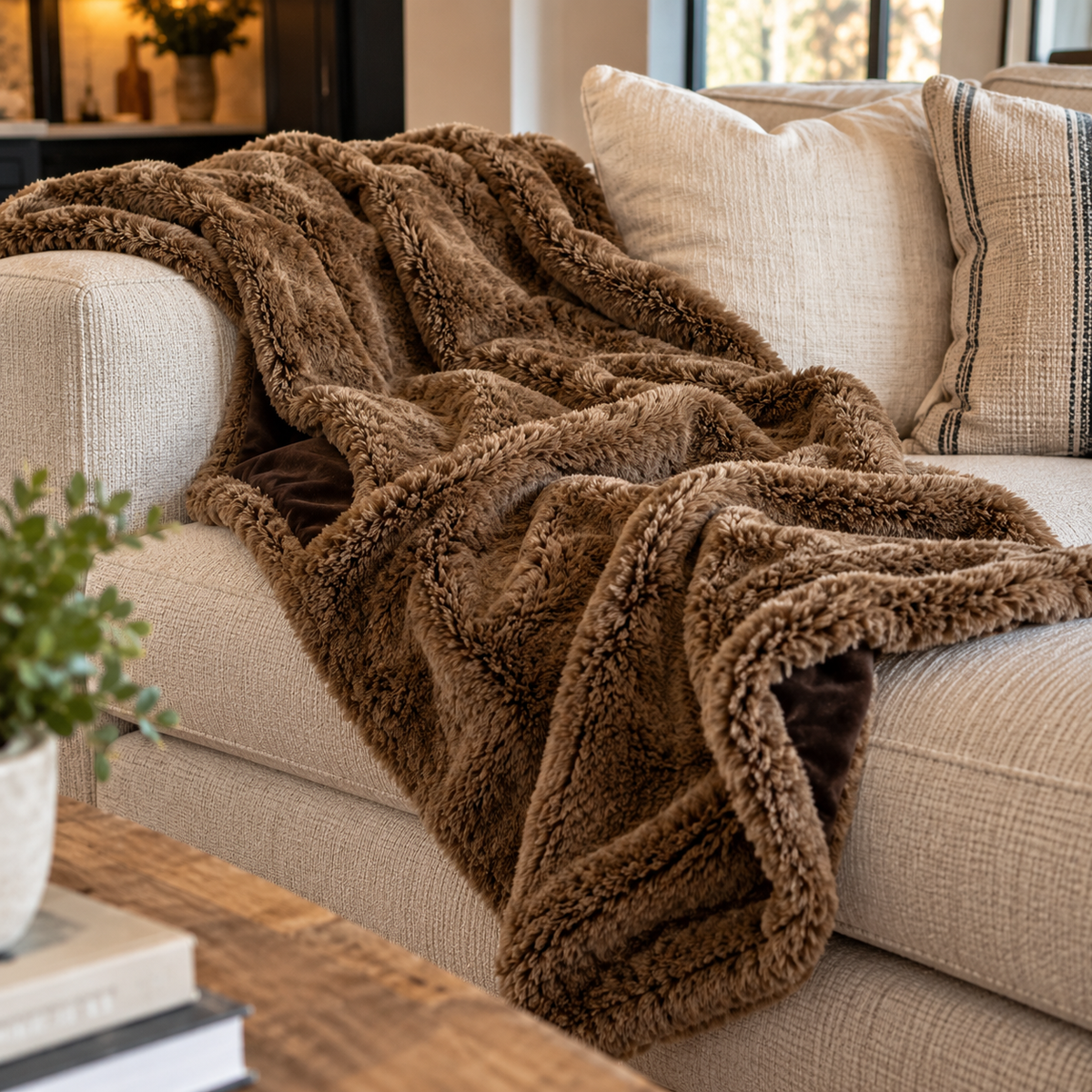 Espresso Faux Fur Throw Blanket | The Cozy Collection