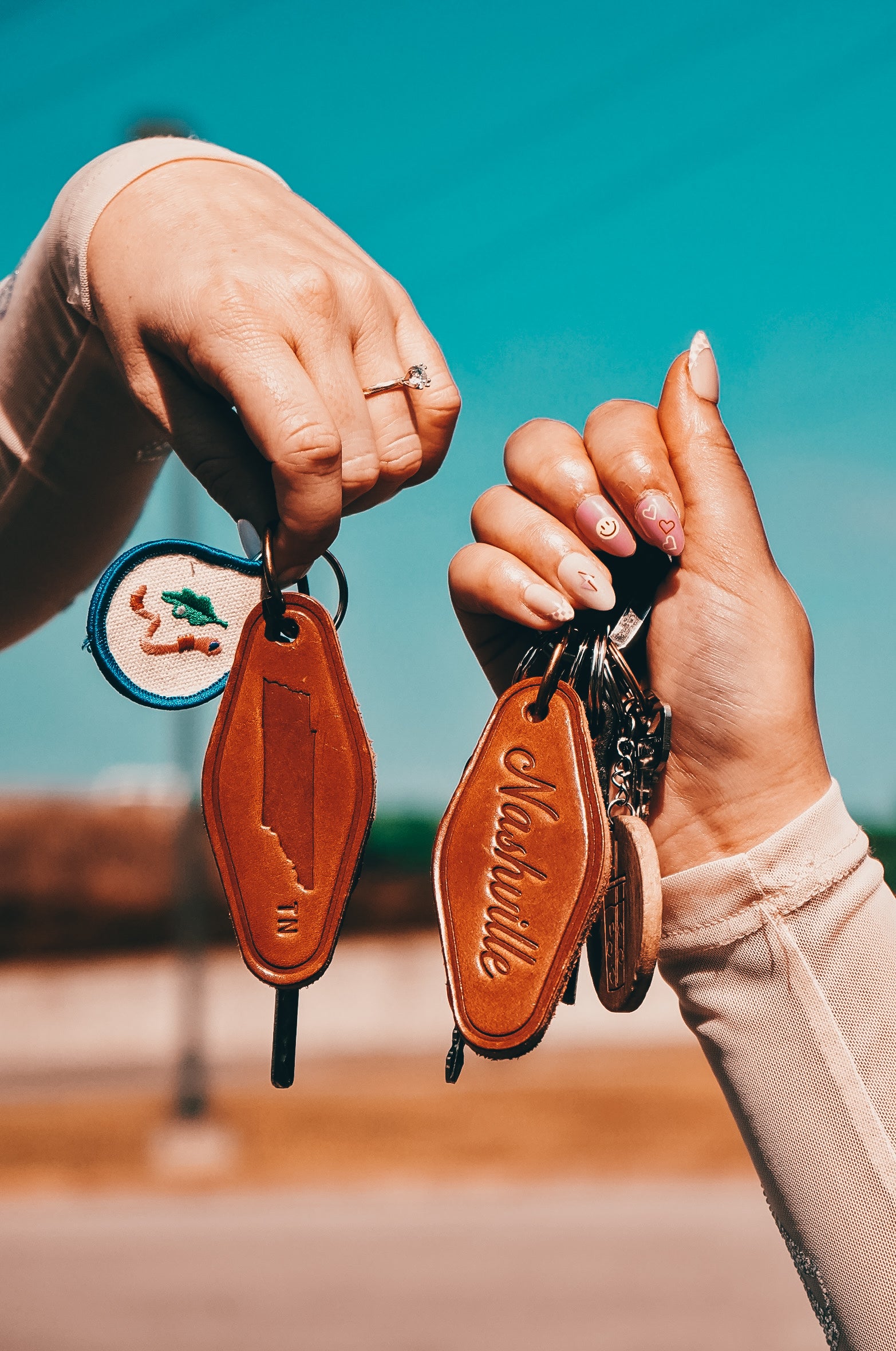 Nashville Script Genuine Leather Keychain – 615 Collection