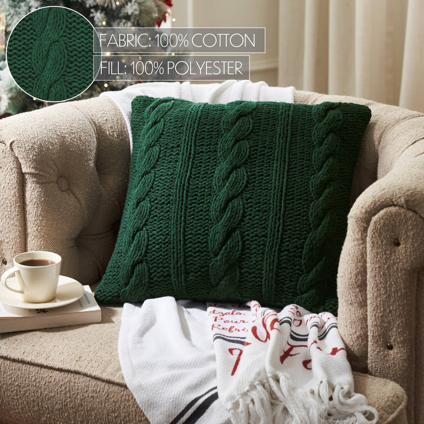 Cable Knit Sweater Pillow [Green]