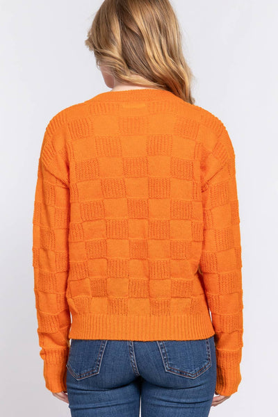 Checkmate Textured Sweater [Orange]