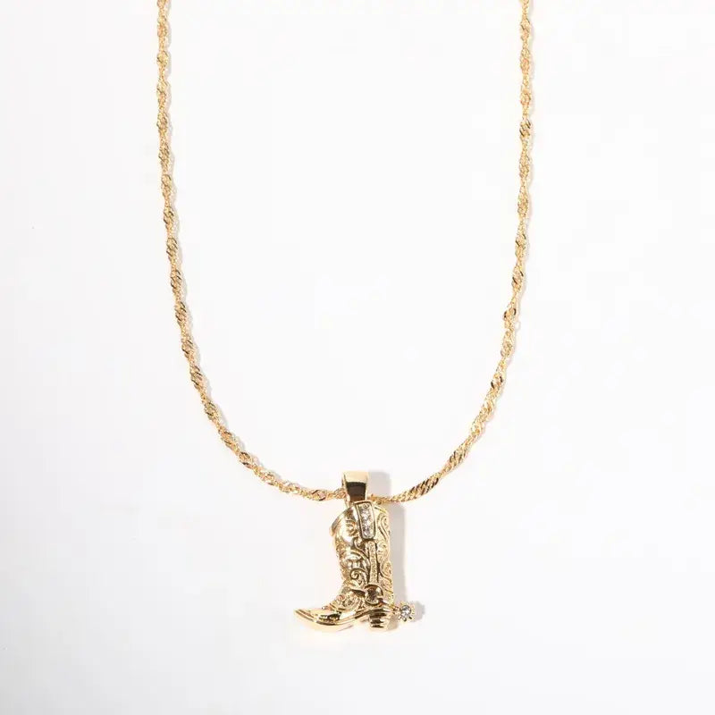 Cowboy Boot 18K Gold Plated Pendant Necklace