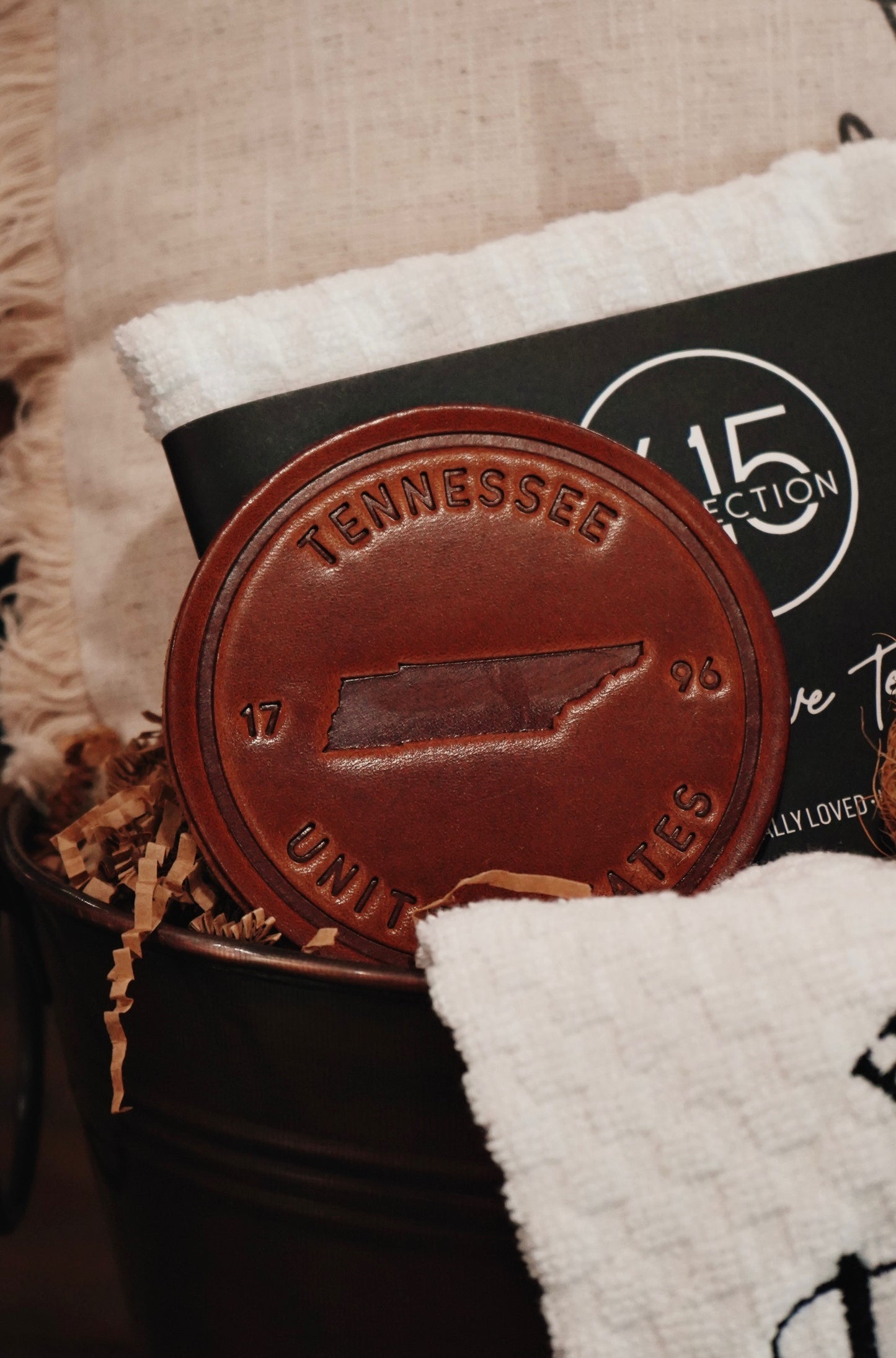 Tennessee State Genuine Leather Coaster