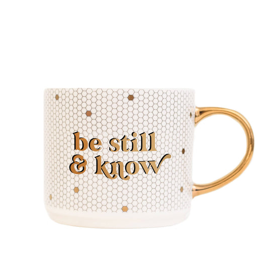 Be Still and Know Gold Tile Coffee Mug