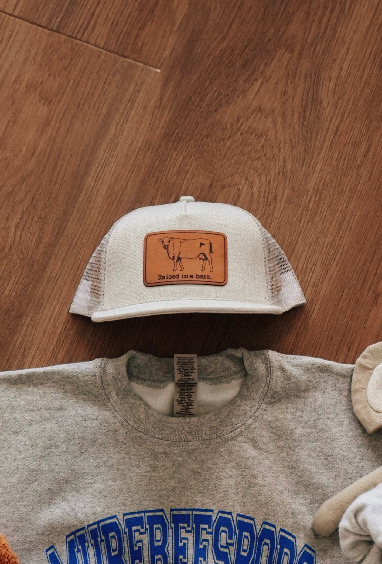 Raised in a Barn Kids Trucker Hat [Grey]