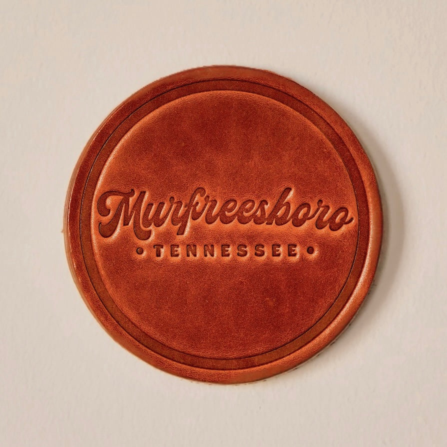 Murfreesboro Script Genuine Leather Coaster