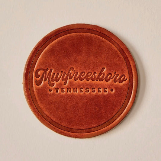 Murfreesboro Script Genuine Leather Coaster