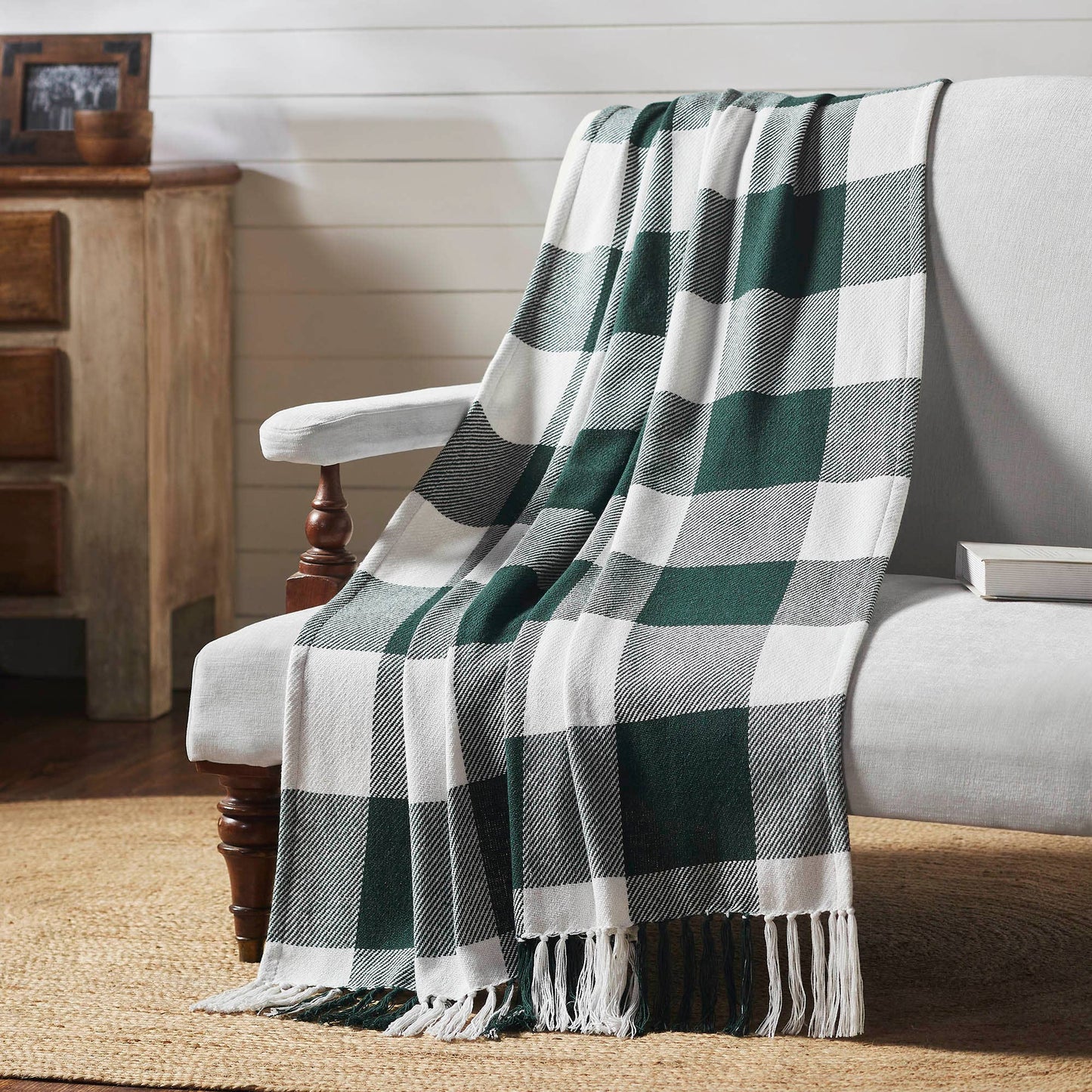 Annie Buffalo Check Hunter Green Woven Throw [50x60]