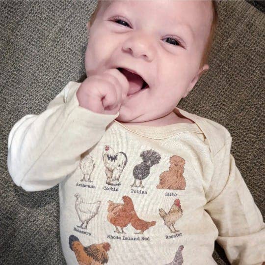 Chicken Breeds Country Western Baby Onesie [Natural]