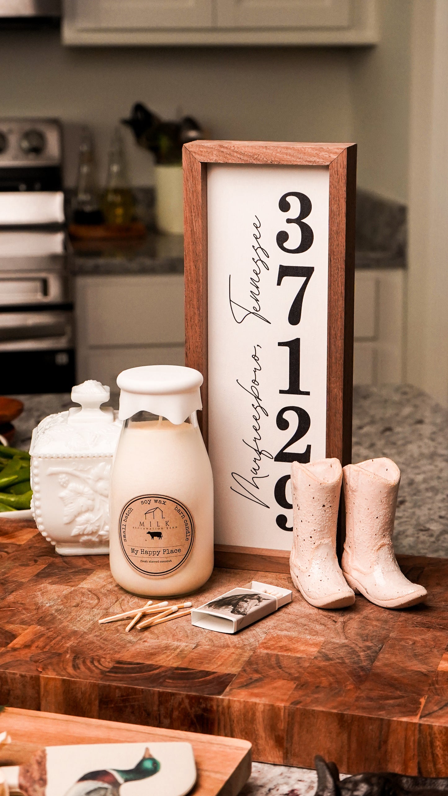 My Happy Place | Soy Milk Bottle Candle