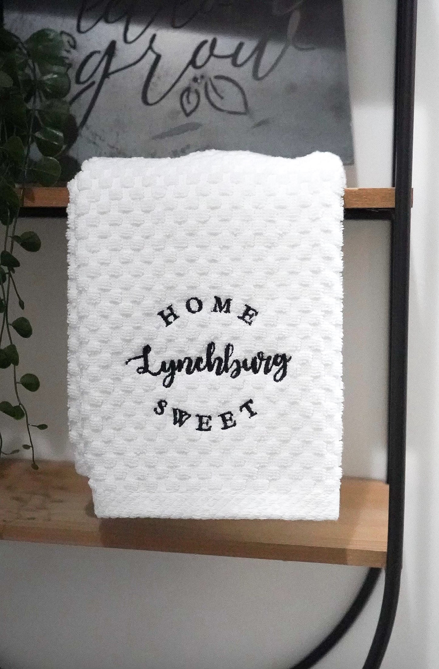 Home Sweet Lynchburg Waffle Tea Towel [White]