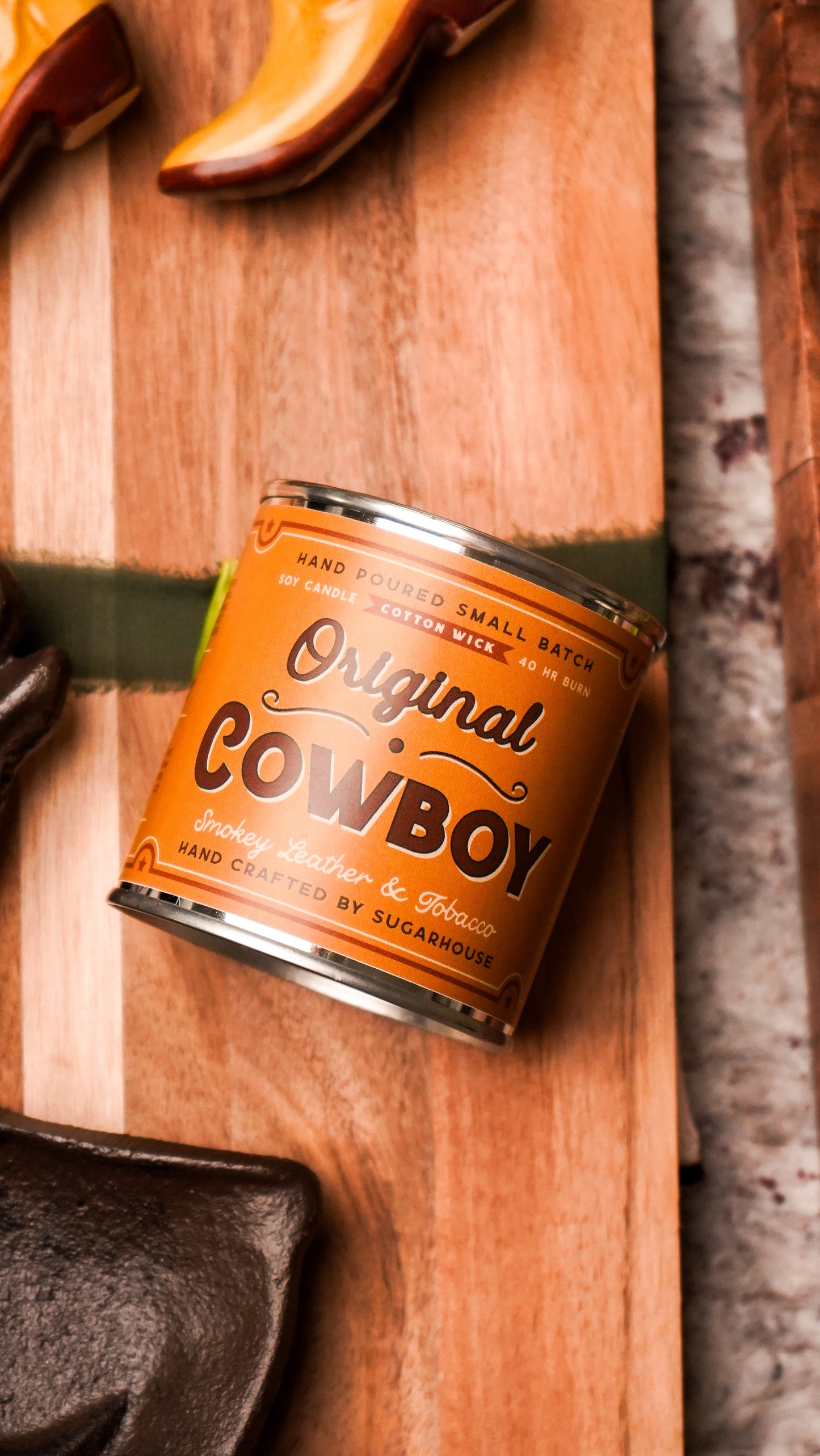 Original Cowboy Soy Candle | Vintage Paint Can