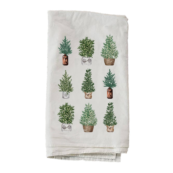 Nine Pots With Christmas Trees Towel