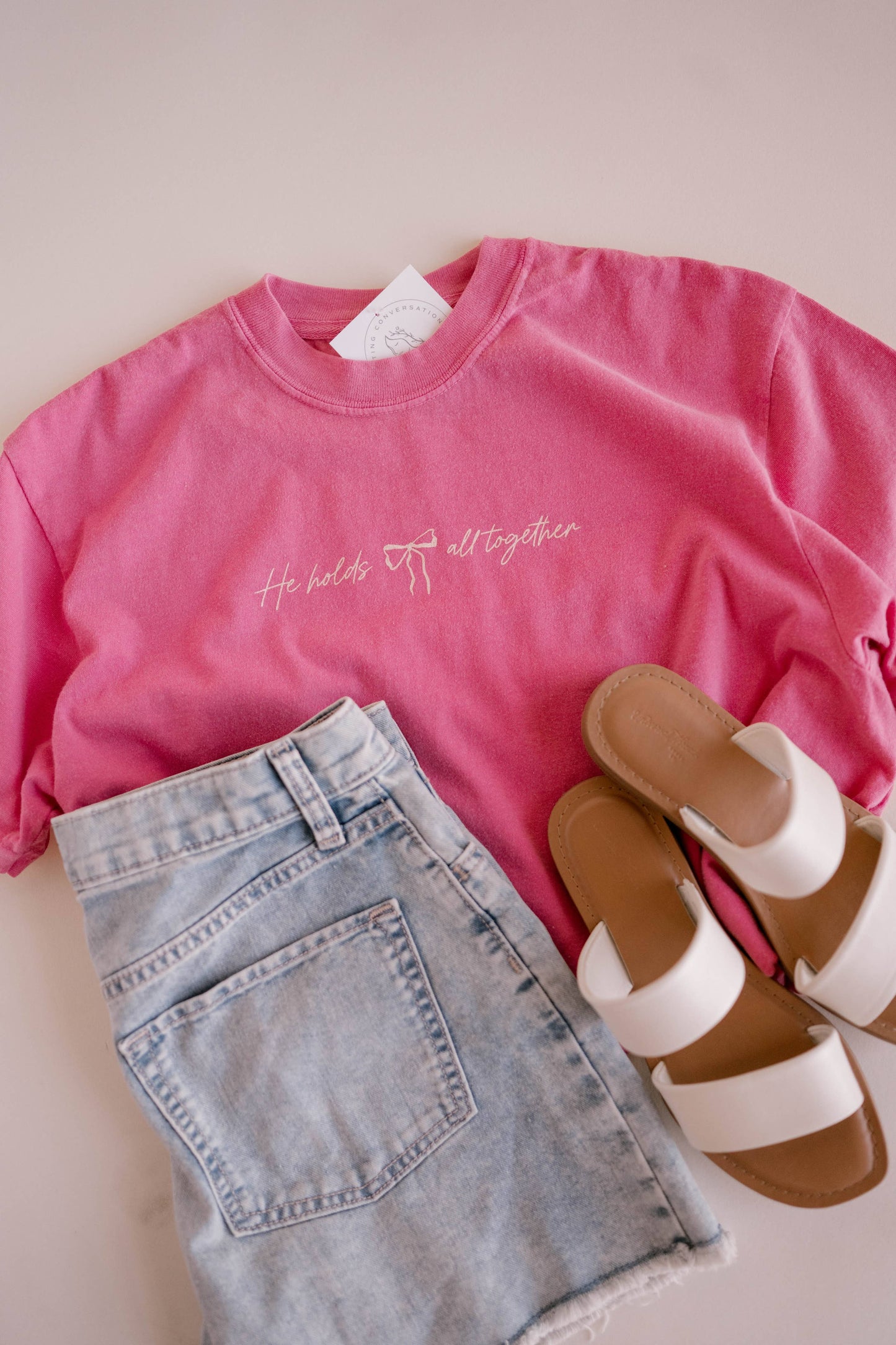 He Holds All Together Faith Tee [Pink]