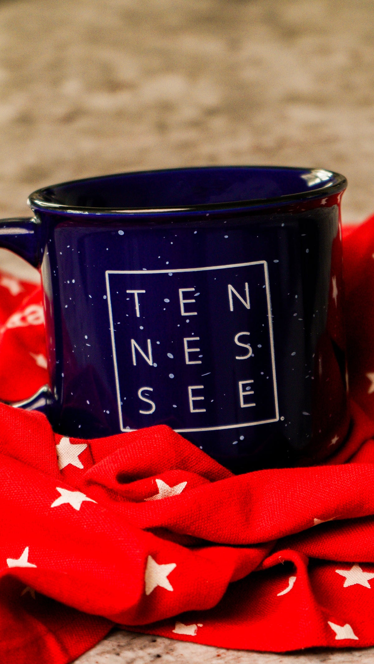 Tennessee Square© Campfire Mug | Speckled Ceramic Coffee Cup [Blue]