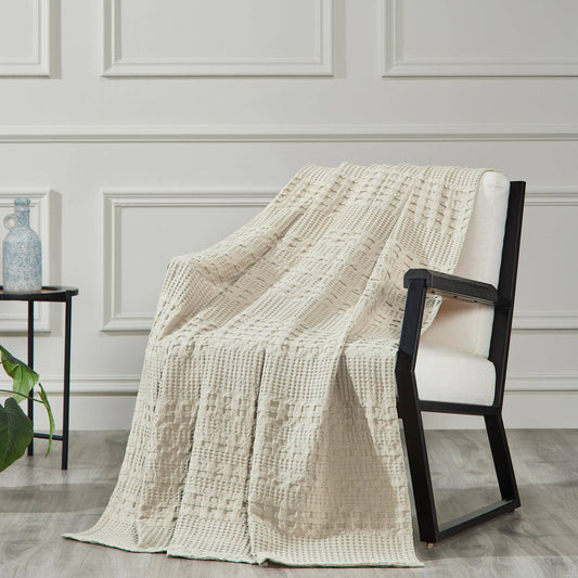 Waffle Weave Throw Blanket [Natural]