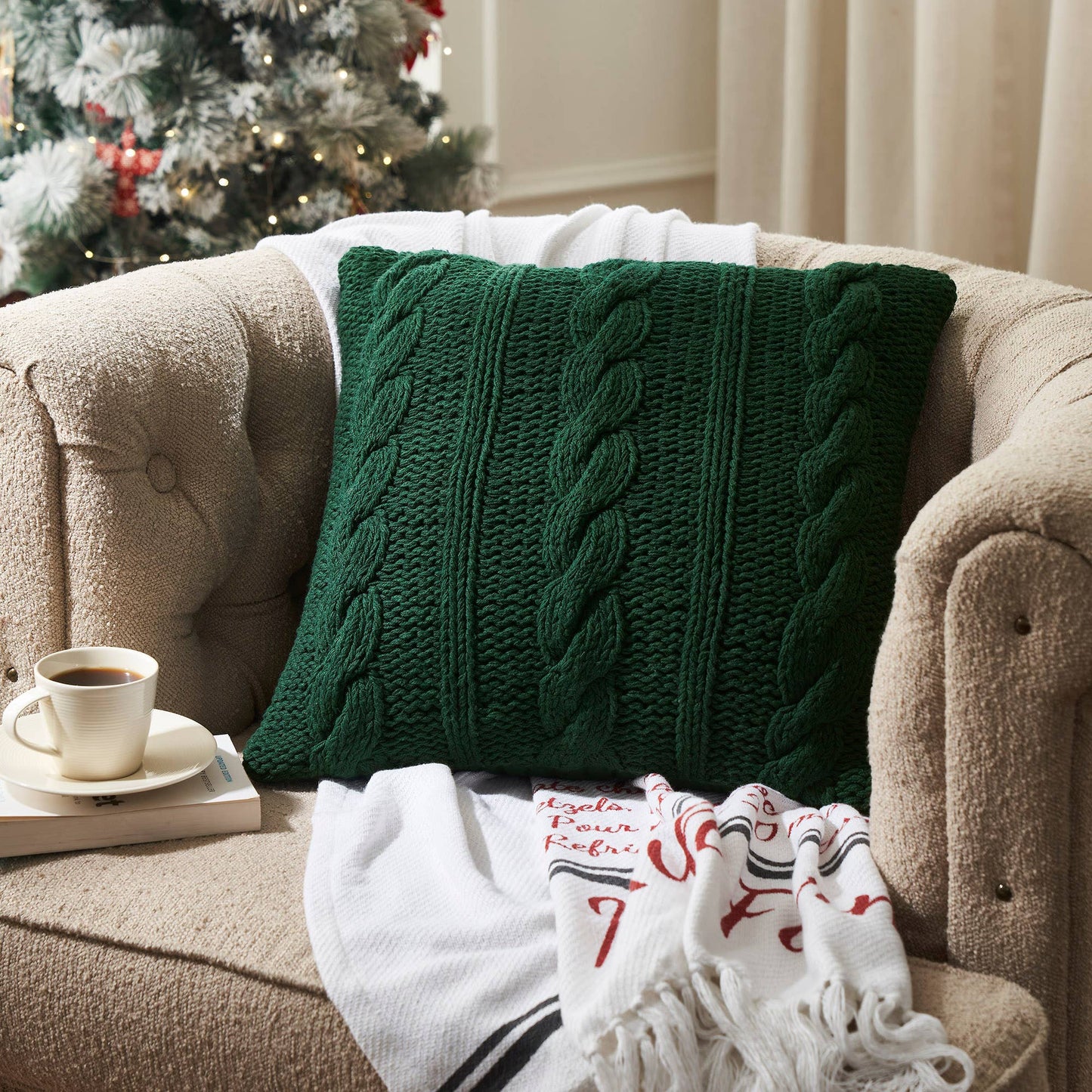 Cable Knit Sweater Pillow [Green]
