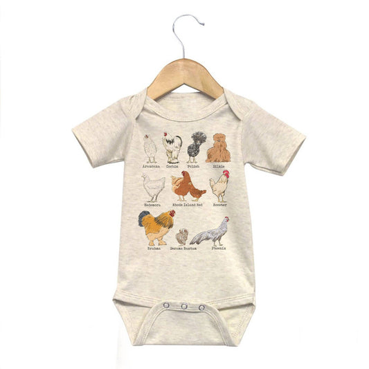 Chicken Breeds Country Western Baby Onesie [Natural]